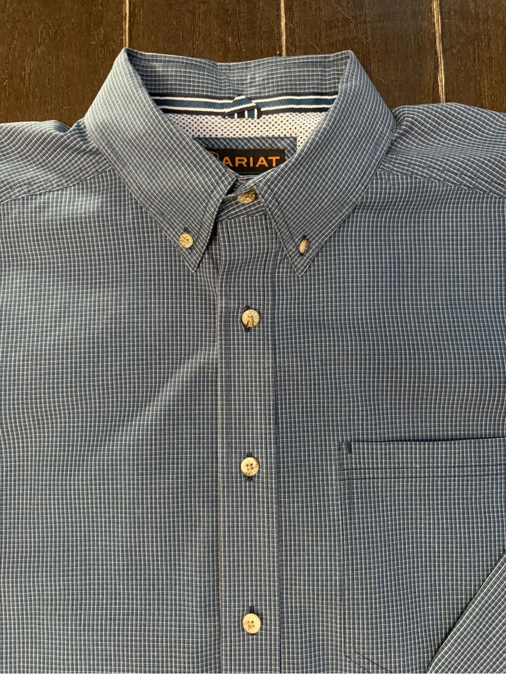 Ariat Pro Series Mens XL Blue Plaid Vented Western Work Shirt Long Sleeve